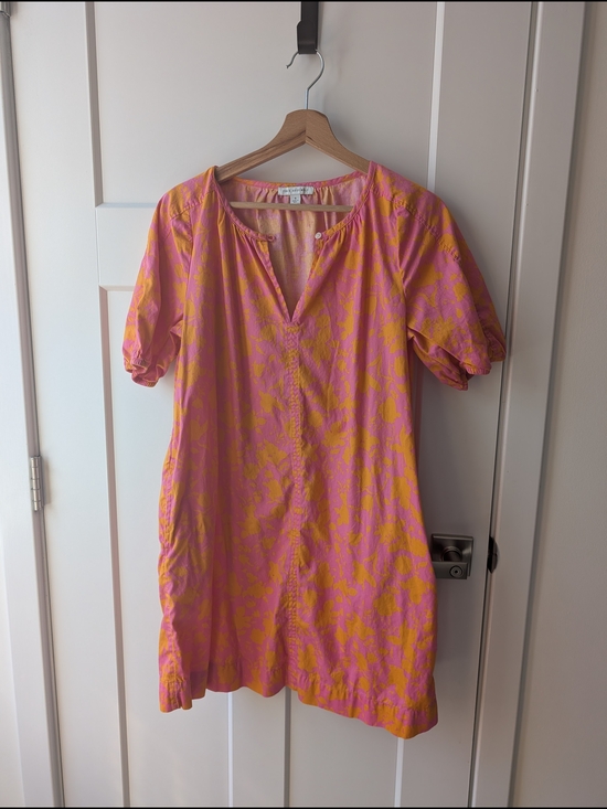 Free Assembly Dresses & Skirts - Bright Pink & Yellow Floral Mini Dress with Puff Sleeves